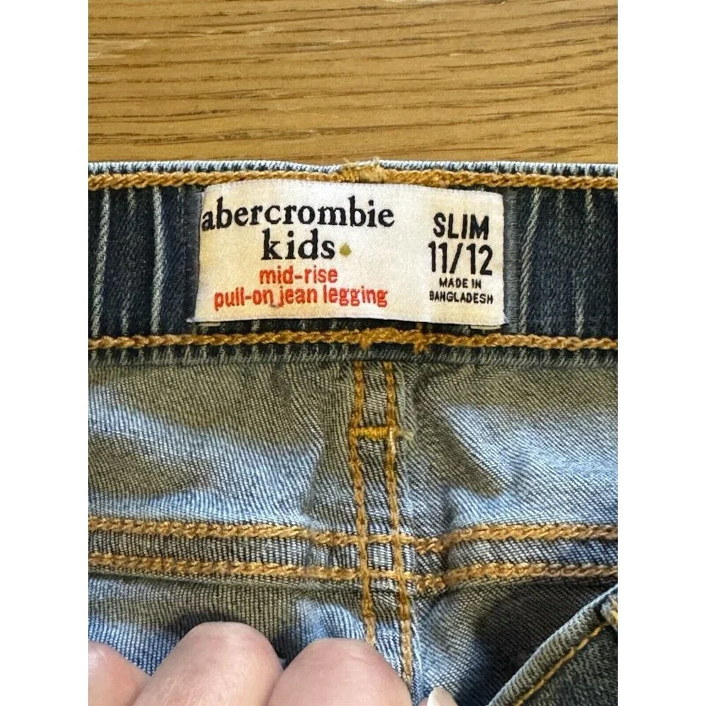 Abercrombie Kids Mid Rise Pull On‎ Jean Legging Blue Girls Size Slim 11/12 Youth